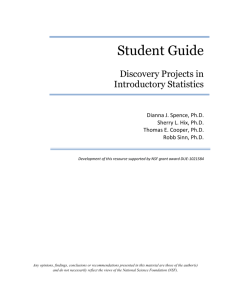 Student Guide: Discovery Projects in Elementary Statistics
