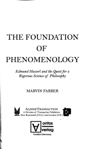 THE FOUNDATION OF PHENOMENOLOGY