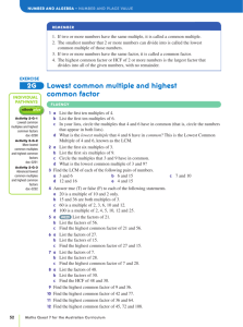 lowest common multiple and highest common factor