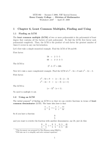 1 Chapter 6, Least Common Multiples, Finding and