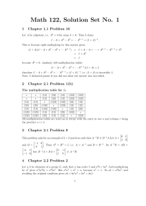 Math 122, Solution Set No. 1