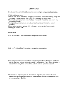 LCM Worksheet Directions on how to find the LCM (least common