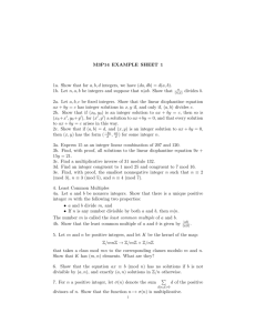 M3P14 EXAMPLE SHEET 1 1a. Show that for a, b, d integers, we