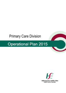 Primary Care Division Operational Plan 201 Primary Care Division
