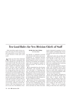 Ten Good Rules for New Division Chiefs of Staff