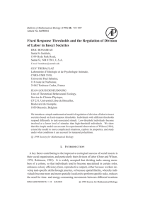 Fixed Response Thresholds and the Regulation of Division of Labor