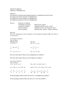 Algebra Foundations Properties of Multiplication Objective
