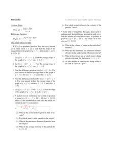 Precalculus Difference Quotient Quiz Review Average Slope m([p, q