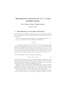 Introductory Lectures on SL(2,Z) and modular forms.