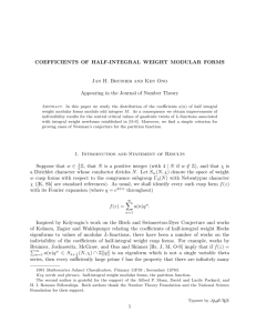 COEFFICIENTS OF HALF-INTEGRAL WEIGHT MODULAR FORMS