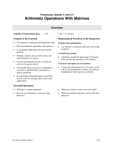 Arithmetic Operations With Matrices