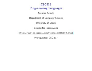 CSC519 Programming Languages - Department of Computer Science