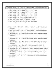 Algebraic Proofs GCSE Higher Tier A/A