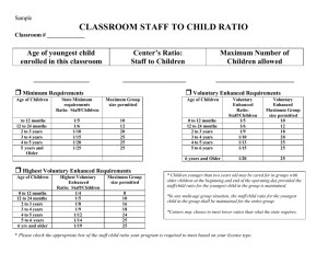 classroom staff to child ratio