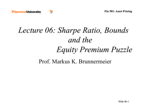 Lecture 06: Sharpe Ratio, Bounds Sharpe Ratio, Bounds and the