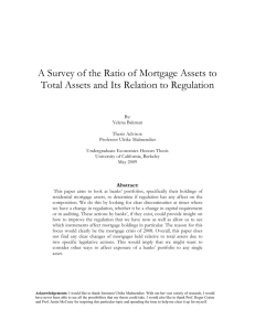 A Survey of the Ratio of Mortgage Assets to Total Assets and Its