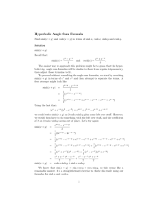 Hyperbolic Angle Sum Formula