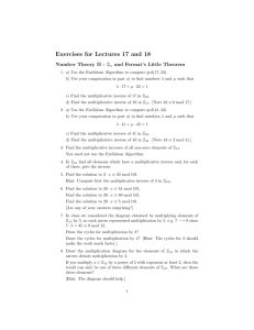 Exercises for Lectures 19 and 20