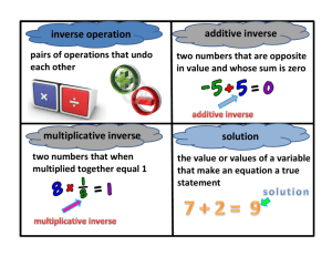 inverse operation additive inverse multiplicative inverse solution