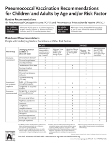 Pneumococcal vaccination recommendations for children and adults
