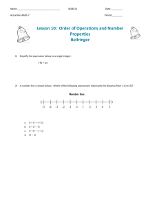 Lesson 10: Order of Operations and Number Properties Bellringer