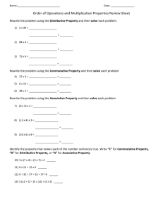 Order of Operations and Multiplication Properties Review Sheet