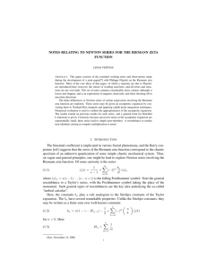 Notes Relating to Newton Series for the Riemann Zeta Function