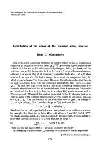 Distribution of the Zeros of the Riemann Zeta Function Hugh L