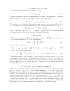 1. The Riemann zeta function The Riemann zeta