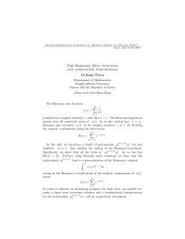 The Riemann Zeta Function And Associated Polynomials The Riemann Zeta Function And Associated Polynomials