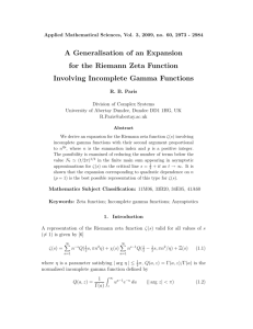 A Generalisation of an Expansion for the Riemann Zeta Function