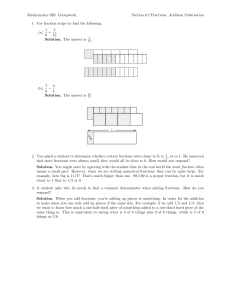 Mathematics 320: Groupwork Section 6.2 Fractions: Addition