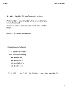 4.1 & 4.2: Divisibility & Prime/Composite Numbers Prime number-