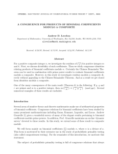 A CONGRUENCE FOR PRODUCTS OF BINOMIAL COEFFICIENTS