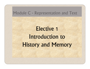 Elective 1 Introduction to History and Memory