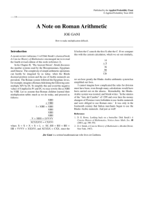 A Note on Roman Arithmetic - Applied Probability Trust