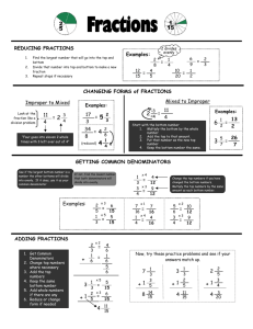 Examples: = CHANGING FORMS of FRACTIONS Mixed to Improper