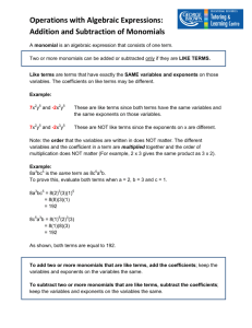 Operations with Algebraic Expressions: Addition and Subtraction of