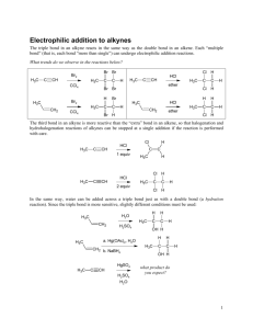 Electrophilic addition to alkynes