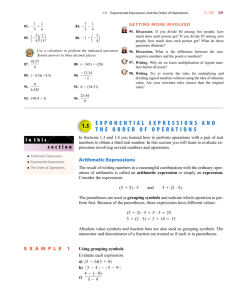 Exponential Expressions and the Order of Operations