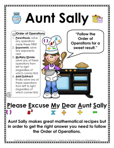 Aunt Sally - Ms. Sanchez` Fourth Grade Class
