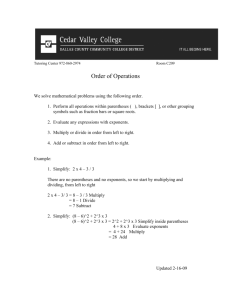 Order of Operations - Cedar Valley College