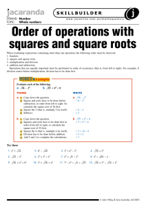 Order of operations with squares and square roots