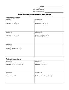 Fraction Operations Order of Operations