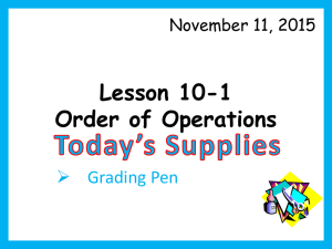 Lesson 10-1 Order of Operations Day 1