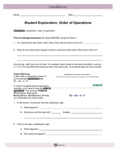 Student Exploration: Order of Operations