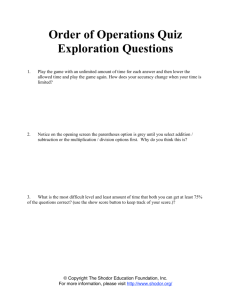 Order of Operations Quiz
