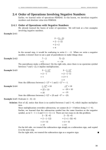 2.4 Order of Operations Involving Negative Numbers