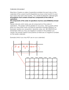 Calendar mini-project Directions: Create an order of operations