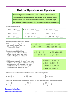 Order of Operations & Equations